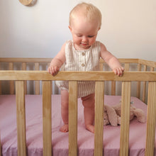 Load image into Gallery viewer, EVERYDAY LINEN ROMPER IN NATURAL STRIPE