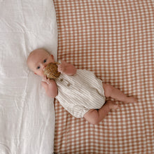 Load image into Gallery viewer, EVERYDAY LINEN ROMPER IN NATURAL STRIPE