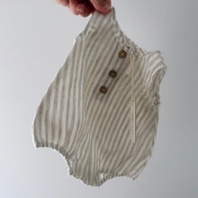 Load image into Gallery viewer, EVERYDAY LINEN ROMPER IN NATURAL STRIPE