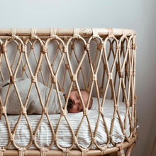 Load image into Gallery viewer, BASSINET NATURAL STRIPE FITTED SHEET