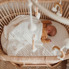 Load image into Gallery viewer, BASSINET NATURAL STRIPE FITTED SHEET