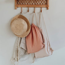 Load image into Gallery viewer, Linen Drawstring Mini Sack PEONY
