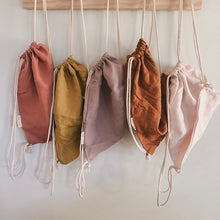 Load image into Gallery viewer, Linen Drawstring Mini Sack PEONY