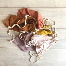 Load image into Gallery viewer, Linen Drawstring Mini Sack PEONY
