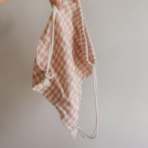 Linen Drawstring Mini Sack STRAWBERRY CREAM
