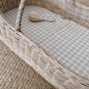 BASSINET DOVE GINGHAM FITTED SHEET