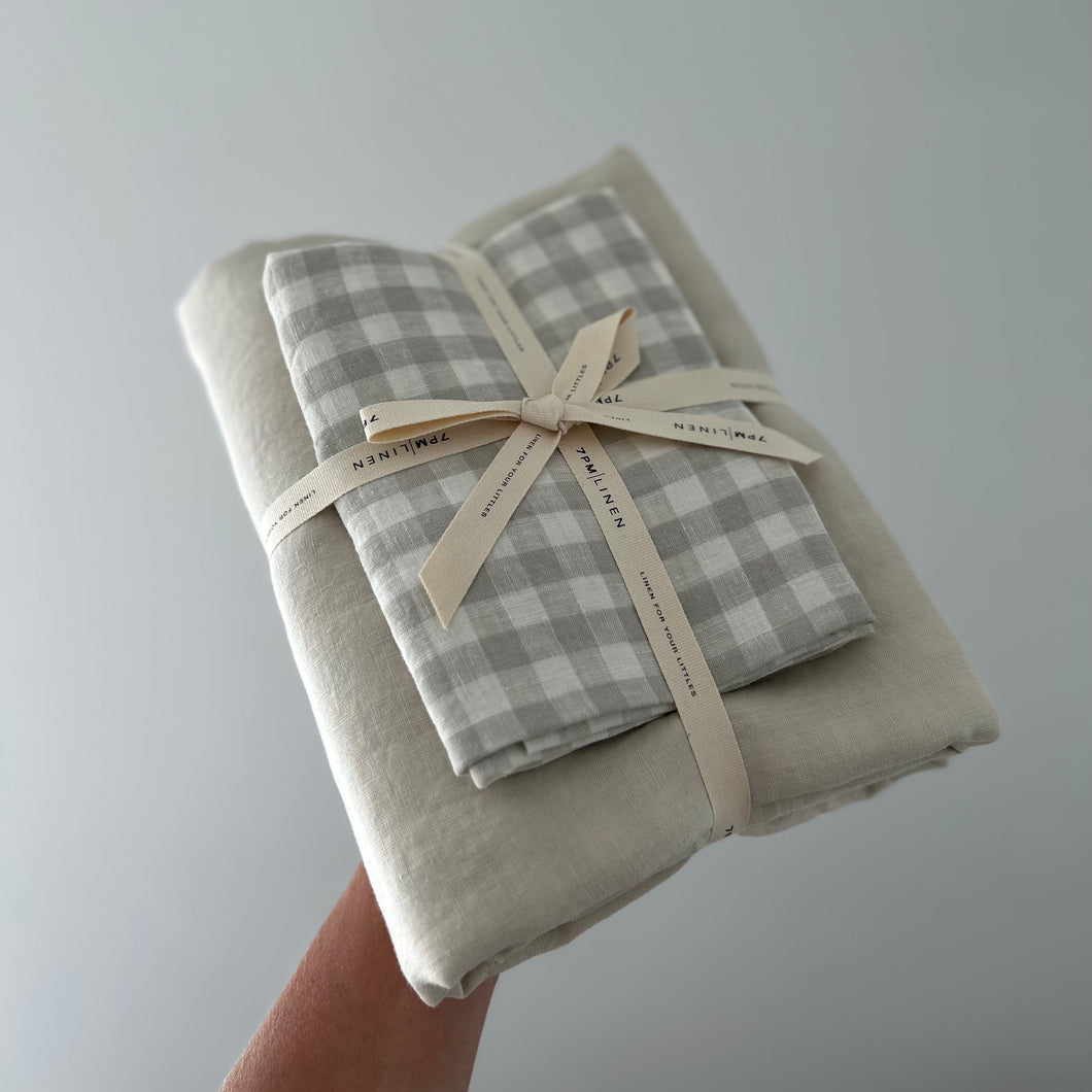 DOVE GINGHAM + OAT DUVET SET