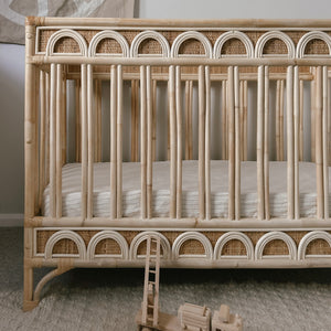 COT SIZE OLIVE PINSTRIPE FITTED SHEET