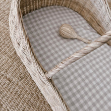 Load image into Gallery viewer, BASSINET DOVE GINGHAM FITTED SHEET