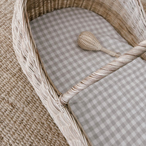 BASSINET DOVE GINGHAM FITTED SHEET