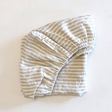 Load image into Gallery viewer, BASSINET NATURAL STRIPE FITTED SHEET