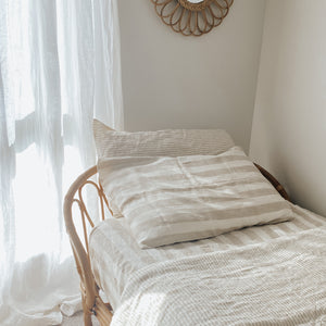 NATURAL WIDE STRIPE PILLOWCASE