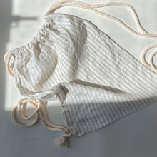 Load image into Gallery viewer, Linen Drawstring Mini Sack NATURAL STRIPE