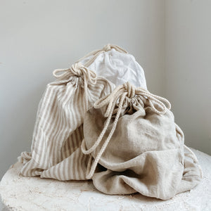 Linen Drawstring Mini Sack NATURAL