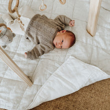 Load image into Gallery viewer, WHITE + MINI STRIPE QUILTED BLANKET / PLAYMAT