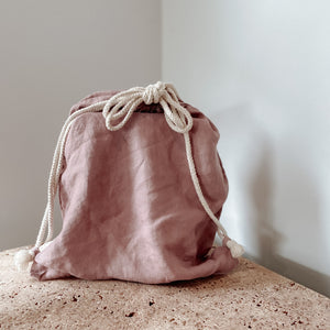 Linen Drawstring Mini Sack ROSEWOOD